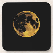 Gold textured moon on dark black bier onderzetter (Voorkant)