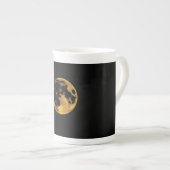Gold textured moon on dark black porselein kop (Voorkant rechts)