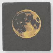 Gold textured moon on dark black stenen onderzetter (Voorkant)