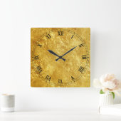 Gold Textured Vierkante Klok (Huis)