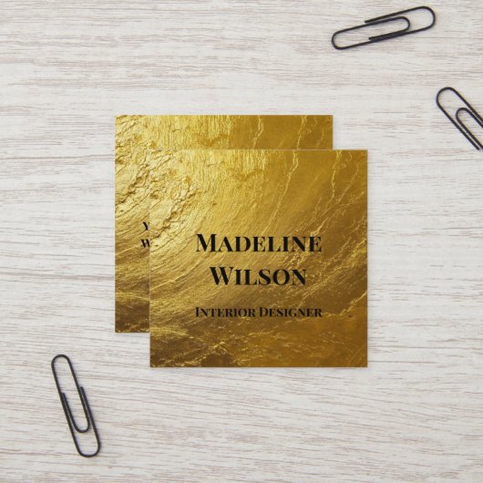 Gold Textured Vierkante Visitekaartje (Voorkant / Achterkant in situ)