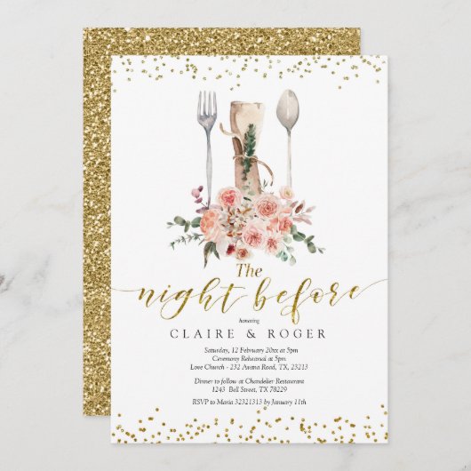 Gold The Night before Invitation Kaart (Voorkant / Achterkant)