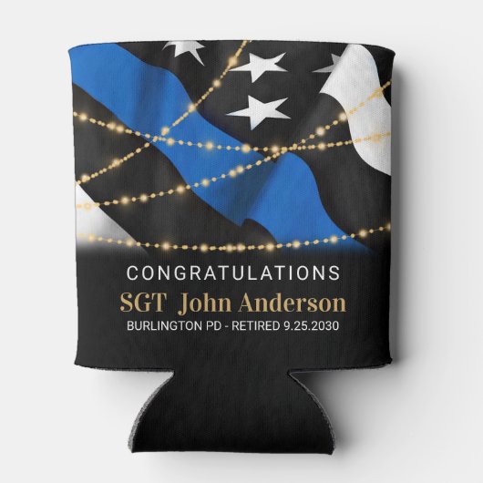 Gold Thin Blue line van politie Blikjeskoeler (Achterkant)