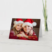 Gold Thin Line Merry-kerstfamilie foto Folie Feestdagenkaart (Voorkant)