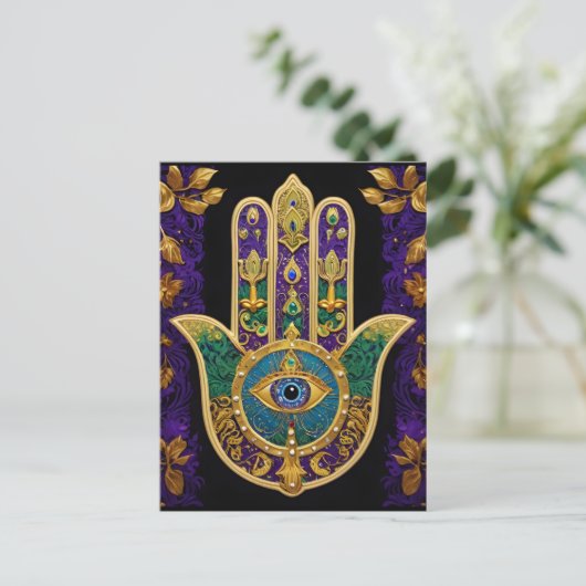  Gold Third Eye Hamsa Briefkaart (Staand voorkant)