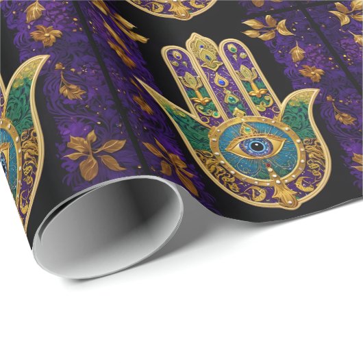 Gold Third Eye Hamsa Cadeaupapier (Rol Hoek)