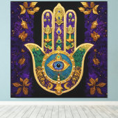  Gold Third Eye Hamsa Canvas Afdruk (Insitu (Houten vloer))