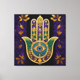  Gold Third Eye Hamsa Canvas Afdruk