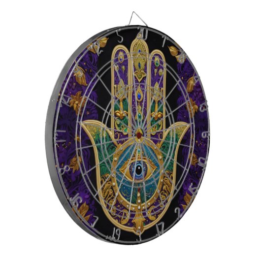 Gold Third Eye Hamsa Dartbord (Voorkant Links)