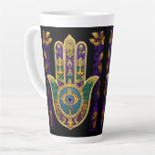 Gold Third Eye Hamsa Latte Mok (Linkerhoek)