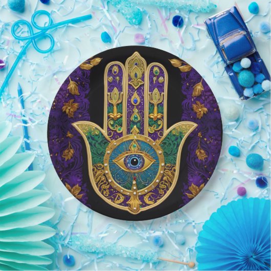  Gold Third Eye Hamsa Papieren Bordje (Feest)