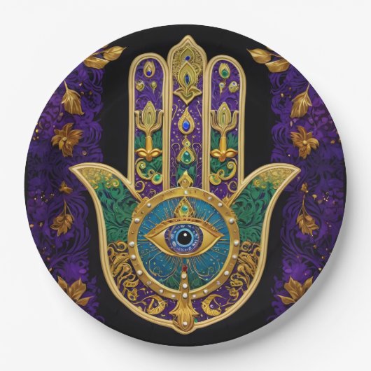  Gold Third Eye Hamsa Papieren Bordje (Voorkant)