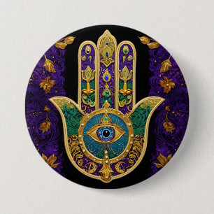 Gold Third Eye Hamsa Ronde Button 7,6 Cm