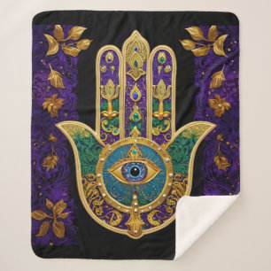  Gold Third Eye Hamsa Sherpa Deken