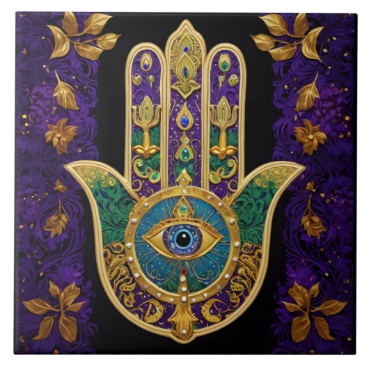  Gold Third Eye Hamsa Tegeltje (Voorkant)
