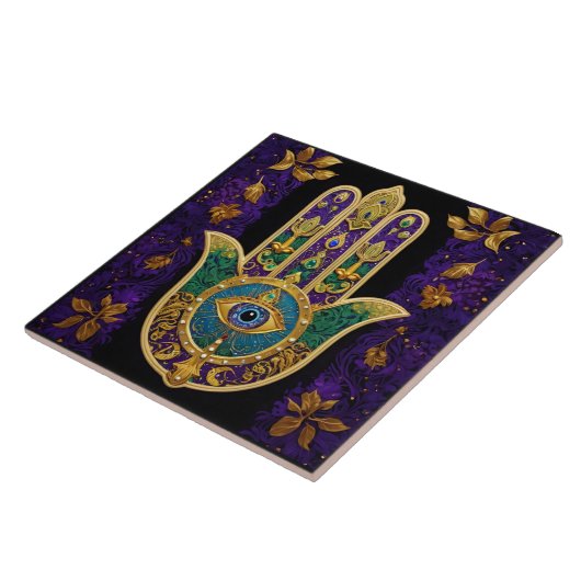  Gold Third Eye Hamsa Tegeltje (Zijkant)