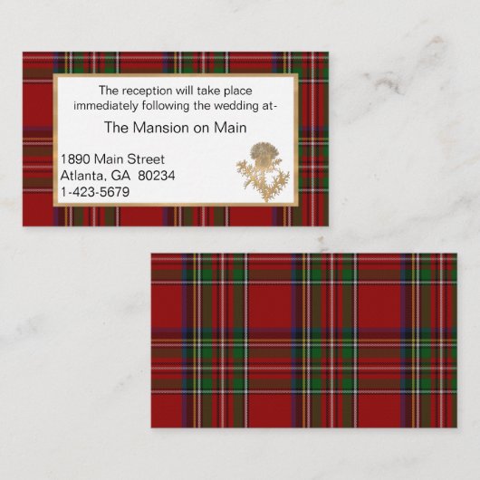 Gold Thistle Royal Stewart huwelijksreceptie Plaatskaartje (Voorkant / Achterkant)