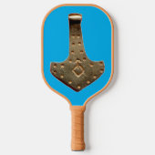 Gold Thor Hammer blauw tan pickleball paddle (Voorkant)