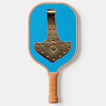 Gold Thor Hammer blauw tan pickleball paddle