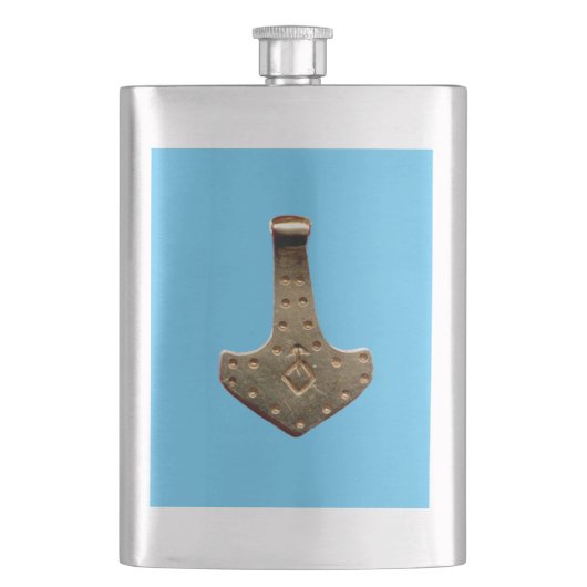 Gold Thor Hammer blauwe roestvrijstalen kolf Flacon (Voorkant)