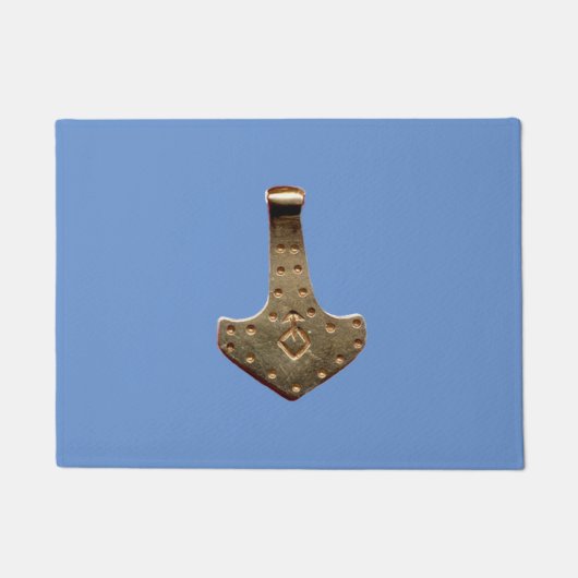 Gold Thor Hammer blue doormat Deurmat (Voorkant)