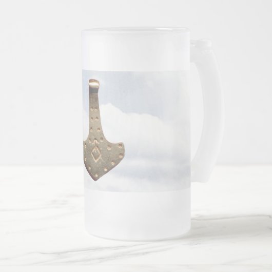 Gold Thor Hammer frosted mok (Voorkant rechts)