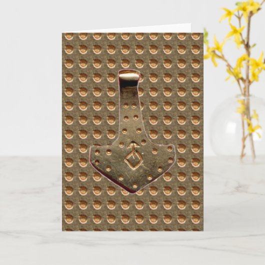 Gold Thor Hammer Gold Indent greeting card Kaart (Gele Bloem)