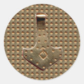 Gold Thor Hammer Gold Indent kleine ronde stickers (Voorkant)