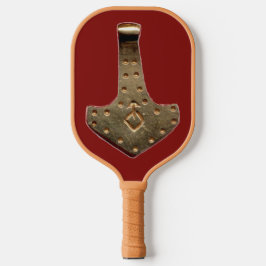 Gold Thor Hammer rode tan pickleball paddle