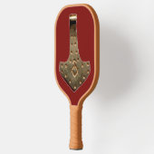 Gold Thor Hammer rode tan pickleball paddle (Links)