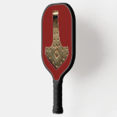 Gold Thor Hammer rode zwarte pickleball paddle (Links)