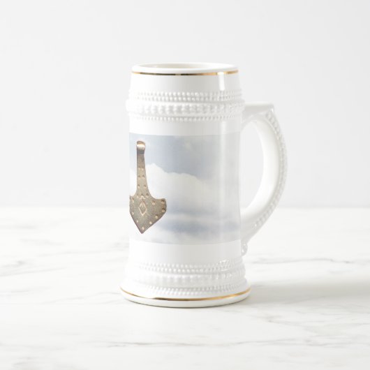 Gold Thor Hammer stein Bierpul (Voorkant rechts)