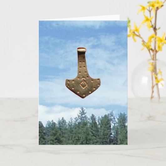 Gold Thor Hammer trees greeting card Kaart (Gele Bloem)