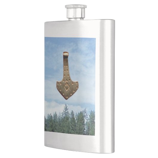 Gold Thor Hammer trees stainless steel flask Flacon (Links)