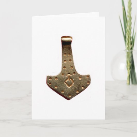 Gold Thor Hammer white greeting card Kaart (Voorkant)