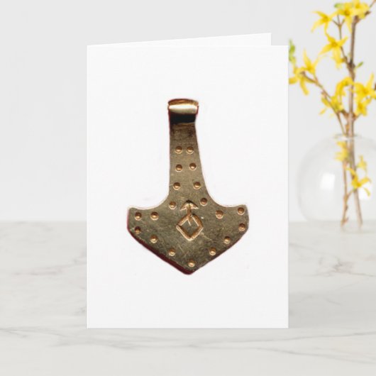 Gold Thor Hammer white greeting card Kaart (Gele Bloem)