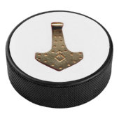 Gold Thor Hammer witte hockeypuck Hockey Puck (3/4)