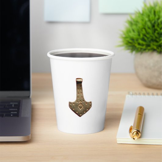 Gold Thor Hammer witte papieren bekers (Insitu)