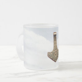 Gold Thor Hammer wolken frosted glass mok