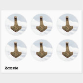 Gold Thor Hammer wolken grote ronde stickers (Vel)