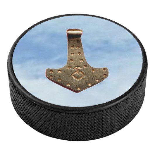 Gold Thor Hammer wolken hockeypuck Hockey Puck (3/4)