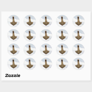 Gold Thor Hammer wolken kleine ronde stickers