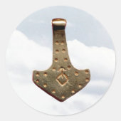 Gold Thor Hammer wolken kleine ronde stickers (Voorkant)