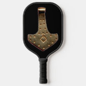 Gold Thor Hammer zwarte pickleball paddle (Voorkant)