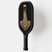 Gold Thor Hammer zwarte pickleball paddle (Links)