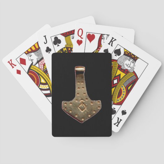 Gold Thor Hammer zwarte Poker speelkaarten (Achterkant)