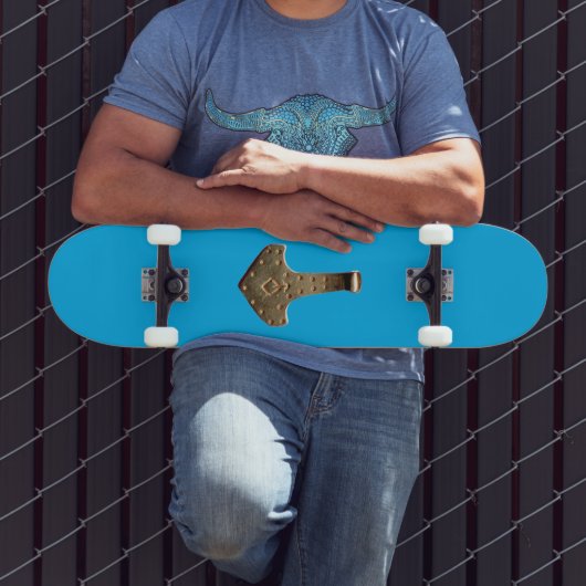 "Gold Thor's Hammer Blue skateboard" Persoonlijk Skateboard (Buiten 3)