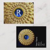 GOLD THRACIAN DISK MONOGRAM Blue Sapphire Gem Visitekaartje (Voorkant / Achterkant)