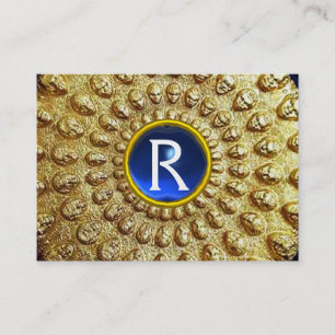 GOLD THRACIAN DISK MONOGRAM Blue Sapphire Gem Visitekaartje