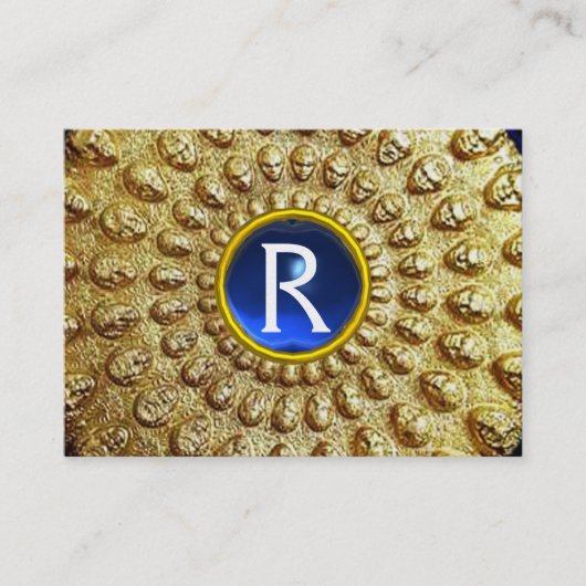 GOLD THRACIAN DISK MONOGRAM Blue Sapphire Gem Visitekaartje (Voorkant)